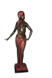 28"H Egyptian lady Bronze Statue