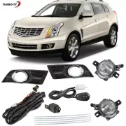 Pair of Fog Lights Lamps w/Black Cover Switch Kits For Cadillac SRX 2010-2015 16