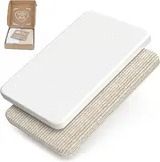 mimaDu - Set of 2 Fitted Sheets Made of Organic Cotton 90 x 55 cm Also for 90 x 50, 90 x 60, 50 x 90 cm - Soft Fitted Sheets for Cot and Baby Cots - Large Baby Mattress Protector/Bed Cover Square