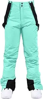 [ALSOGO] Women's Insulated Snow Pants Winter Warm Ski Pants Outdoor Snowboard Pants Bibs with Detachable Suspender