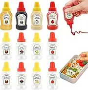 12Pcs Mini Ketchup Bottle, 1.2x3 Empty Mini Condiment Squeeze Bottles, Plastic Salad Dressing Containers with Sealing Lid for Soy Sauce, Honey, Salad Dressing