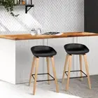 Set of 2 Bar Stool Wooden Square Footrest Bar Stools PP Plastic Solid plywood