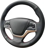DIY Car Steering Wheel Cover for Hyundai for Elantra 4 for Solaris for Accent 2016-2018 Customized DIY Hand-Stitched Black Genuine Leather Car Steering Wheel Cover