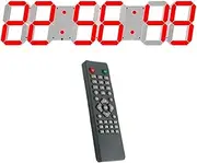 27 Inch LED Digital Wall Clock, with Remote Control, Calendar, Thermometer, Auto Dimmer, Alarm, 8-Level Brightness, for Industrial Warehouse Gym(Red)