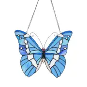 STUDDED Butterfly tiffany Style Stained Glass Window Hanging Panel Suncatcher