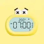 (Yellow)Kids Alarm Clock Cartoon Cute Intelligent Battery Operated Digital US