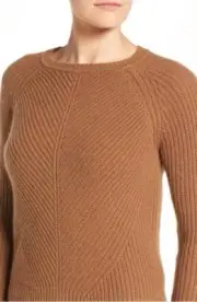 BOSS NWT 'Fareda' Crewneck Wool & Cashmere Sweater Camel Pullover Women's 2017