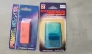 Deluxe Single Hole Compact Plastic Pencil Sharpener and Eraser New!