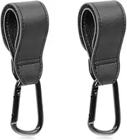 Custelen 2-Pack Universal Stroller Hooks | Adjustable Carabiner Clips for Bags - Carry Up to 11 lbs Per Hook | Baby Essentials & Stroller Accessories (Black)