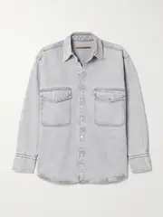 [PETAR PETROV] PETAR PETROV - Get Up Oversized Denim Shirt - Light gray - large large Gray