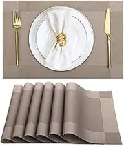 Placemats,Table Mats Set of 6 Heat-Resistant Stain Resistant Non-Slip Placemats for Dining Table,Washable and Durable Woven Vinyl Kitchen Placemats