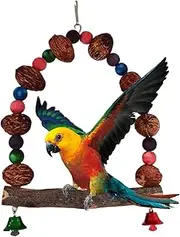 Parrot Perch,Natural Perches for Parakeets | Playground Stand with Rattan Ball for Indoor Window Training Nesting Roosting