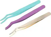 WOFASHPURET False Eyelash Applicator Remover Tweezers Set 3pcs in Purple Ideal for Beauty Salons Home Use