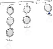 [BESTYASH] 3pcs Wedding Bouquet Picture Frame Charms Oval Glass Alloy Photo Charms Ideal Bridal Shower Decor
