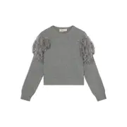 [Blumarine] Blumarine Feather-embellished Ribbed Sweater XS GREY