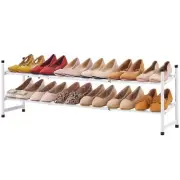 Expandable Shoe Rack Organizer 2 Tier Adjustable & Stackable Shoe Shelf Metal...