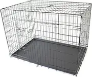 Pet Dog Crate Metal Folding Cage Portable Kennel House Training Puppy Kitten Cat Rabbit with Removable Tray (XL 42")