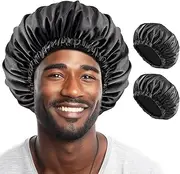 Lolalet Bonnet for Men, Hair Silk Bonnets for Sleeping Mens Adjustable Satin Night Cap for Dreadlocks Afro Braids Curly