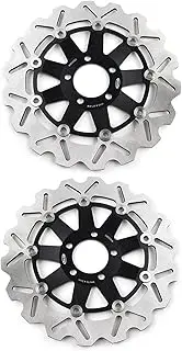 Motorcycle Front Brake Disc Rotors Left & Right 2Pcs Compatible with Kawasaki ZXR GPZ ZZR 250 600 Z750 Ninja ZX6R ZX12R Black