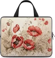 Laptop Case Sleeve Shockproof Computer Carrying Bag Poppies and Lace Laptop Bag Tote Lightweight Notebook Case Cover Traveling Briefcase Handle Bags for Travel Business 13inch