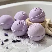 Aaranyam Lavender Buds Bath Bomb Refreshing hot water bath hydrating moisturizing enchantins Lavender-Fizzy Aromatic Bath Bomb (75g Each) - Pack of - 6