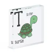 Letter T Is For Turtle Acrylic Photo Block Frame Funny Alphabet Animal