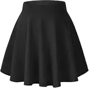 [Miskely] Womens Classical Mini Skater Skirt Basic Versatile Stretchy Flared Casual Black Short Skirts