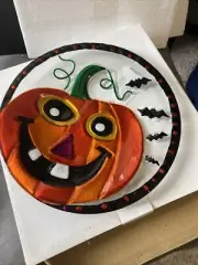 Hand Blown Art Glass Fusion Halloween Platter By Lori Siebert Silvestri Plate