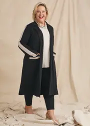[Taking Shape] Taking Shape Ponte Celia Stripe Detail Cardigan Size 30 in Black - Plus Size Women's Clothing Black