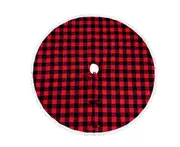 C345 90cm Red and Black Plaid Christmas Tree Skirt Christmas Tree Mat Christmas Tree Skirt Xmas Holiday Decorations