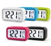 LED Digital Bedside Snooze Alarm Clock 12/24 Time Mode Calendar Temperature