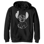 Stitch Black and White Stitch Pull Over Hoodie