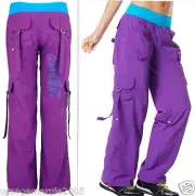 ZUMBA Dance Fitness CARGO PANTS - CONVERTS TO CAPRIS RARE U.K. Convention S M L