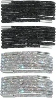 HomeSoGood 4 PCS Rhinestone Glitter Shoe Laces, 55 inches Crystal Rope,Bling...