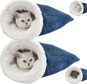 Cat Winter Sleeping Bag, Cat Sleeping Bag, Cat Sleeping Bag Soft Plush Large Cat Sack Self Warm Cat Bed, Cat Sleeping Bag for Indoor Cats, Cat Bed Cave Sleeping Bag (2pcs Blue)