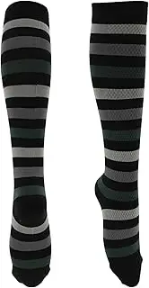[X AUTOHAUX] Cycling Socks Anti Friction Outdoor Bike Socks Black Light Grey Dark Grey Green Size S-M Neutral Unisex 1 Pair Four Color Stripes
