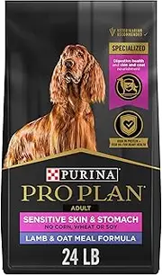 Purina Pro Plan Sensitive Skin and Sensitive Stomach Dry Dog Food, Focus Sensitive Skin & Stomach Lamb & Oat Meal Formula - 24 lb. Bag