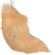 [Aegistus] 17.7 Inch Fox Tail Keychain, Therian Tail Fox Animal Tail Shaggy Faux Fur Tail Realistic Fox Tail Keychain Decorative Therian Tail for Handbag Backpack Cosplay, Gold