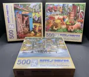 3 Bits & Pieces 500 Pc Jigsaw Puzzles Christmas Carolers Dog Kitten Deer Farm