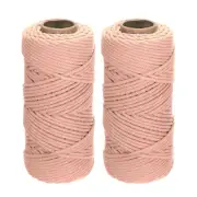 2 Pack 4mm x 87 Yard Pink Cotton Macrame Rope, Single Strand Macrame Cord