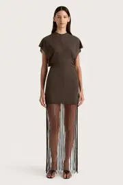 Brita Fringe Dress Chocolate Brown - Final Sale