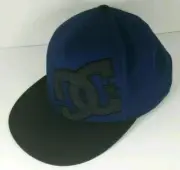 New DC SHOES Sports Skate Apparel Black & Navy Blue Hammering Flex-Fit S/M Hat