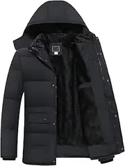 [Generic] Men's Thicken Bubble Coat Winter Parka Hooded Winter Coat Puffer Jacket Lightweight Windproof Warm Jacket(Big and Tall)