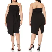 NWT City Chic Black Strapless Dress Women's Twist Front Faux Wrap Plus Size 16