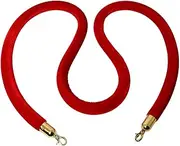 Red Velvet Stanchion Rope with Polished Gold Hooks, Crowd Control Rope Barrier, for Red Carpet Movie Theaters Hotels Restaurants Wedding Filmroom (Size : 155cm/5ft)
