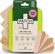 PATCH On-The-Go Natural Bamboo Adhesive Bandage Travel Kit for Sensitive Skin, Eco-Friendly Hypoallergenic Bandages, 29 ct