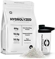 Pure-product.com Hydrolyzed Whey Protein Isolate - Whey Isolate - Whey Protein Powder Unflavored 4 kilograms + Glass shaker
