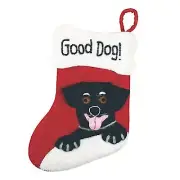 Black Dog Holiday Stocking Felted Wool Holiday Decor Labrador Treat Holder