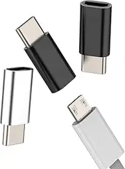 USB C Male Micro USB Female Adapter (3 Pack) Type C Port Adaptor for iPhone 15 16 Pro Max for iPad Compatible for Samsung Charger Cable Converter Connector Charging Phone Extension Cellphone Syncing