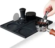 watchget Espresso Tamping Mat - Espresso Tamping Station Food Grade Silicone Coffee Tamper Mat Espresso Accessory for Baristas Home Kitchen Bar Coffee Shop 9.84Inch x 7.87Inch (Black)